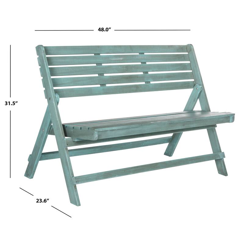 SAFAVIEH Outdoor Sherilyn Ash Grey Folding Bench - 48Wx24Dx32H