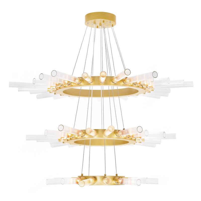Collar 63 Light Chandelier With Satin Gold Finish - Satin Gold - Satin Gold