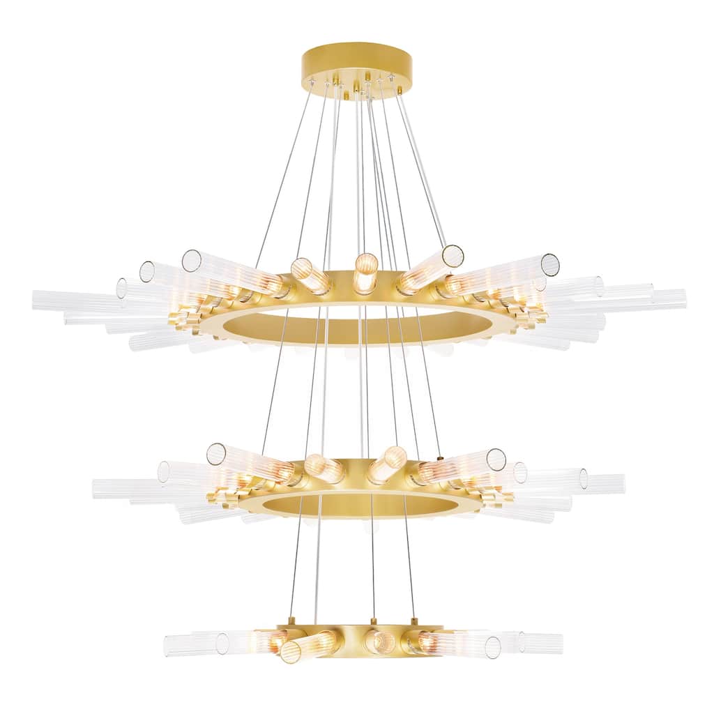 Collar 63 Light Chandelier With Satin Gold Finish - Satin Gold