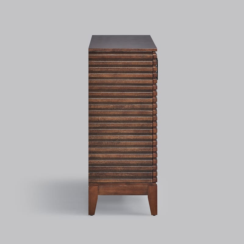 Morden Fort Wood Sideboard Storage Buffet Cabinet with 3D Stripes Doors