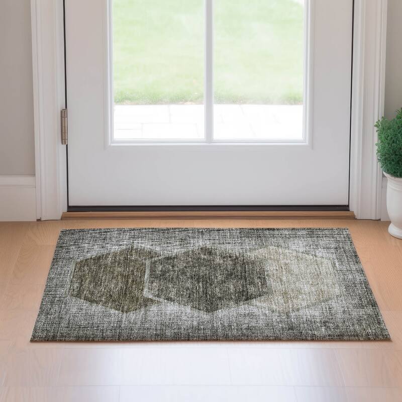 Premium Washable Super Soft Modern Hexy Mayfield Rug - Taupe - 1' 8" x 2' 6" - Rectangle
