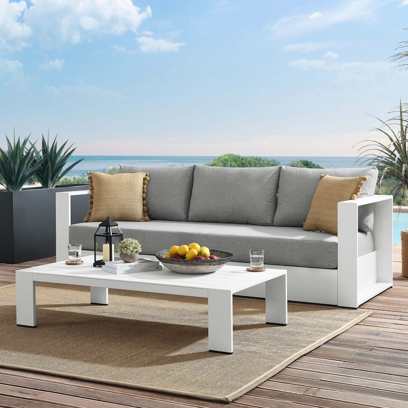 Tahoe Outdoor Patio Powder-Coated Aluminum 2-Piece Set - White Gray