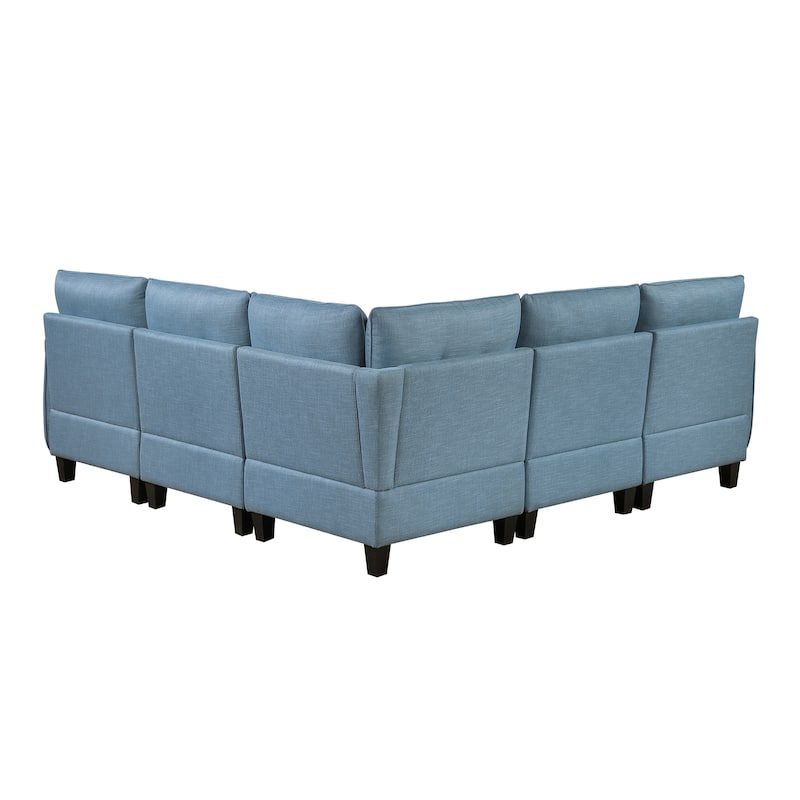 Dorian Textured 5-Piece Sectional Sofa - Storage, Button-Tufted