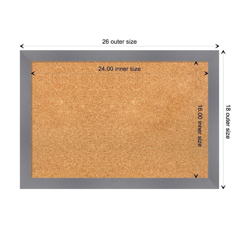 Edwin Grey Wood Framed Natural Corkboard Bulletin Board - Board Size 24x16