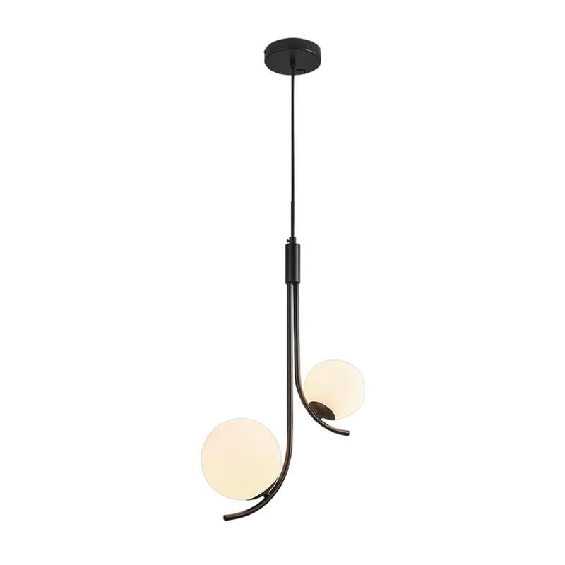 2 Light bulb lights black dining room chandelier glass, metal pendant light