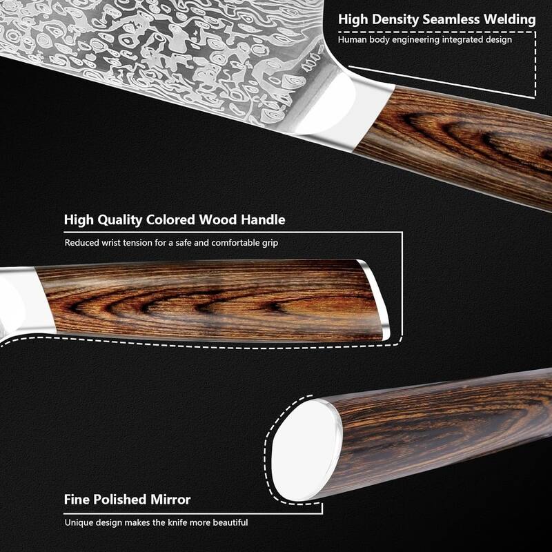 8" Japanese Chef Knife,Vanadium Steel Sharp,Mahogany Handle Gift Ready
