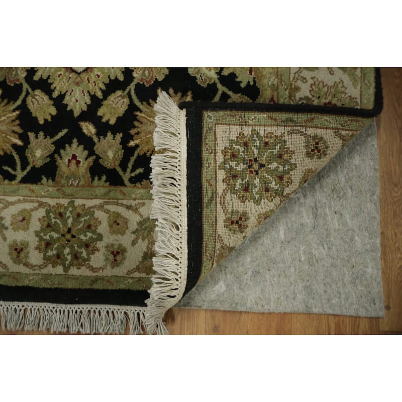 Hand Knotted Oriental 100% Wool Carpet Traditional Floral Black Agra Area Rug - 6' 4'' X 4' 1''