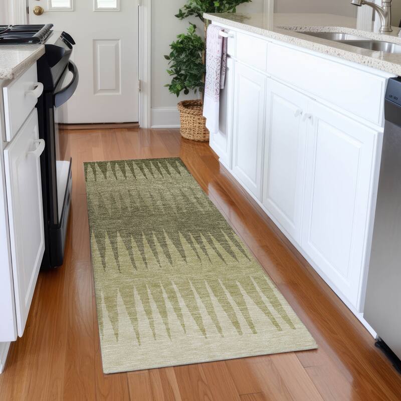 Premium Washable Super Soft Modern Spikes Mayfield Rug - Green - 2'3" x 7'6"