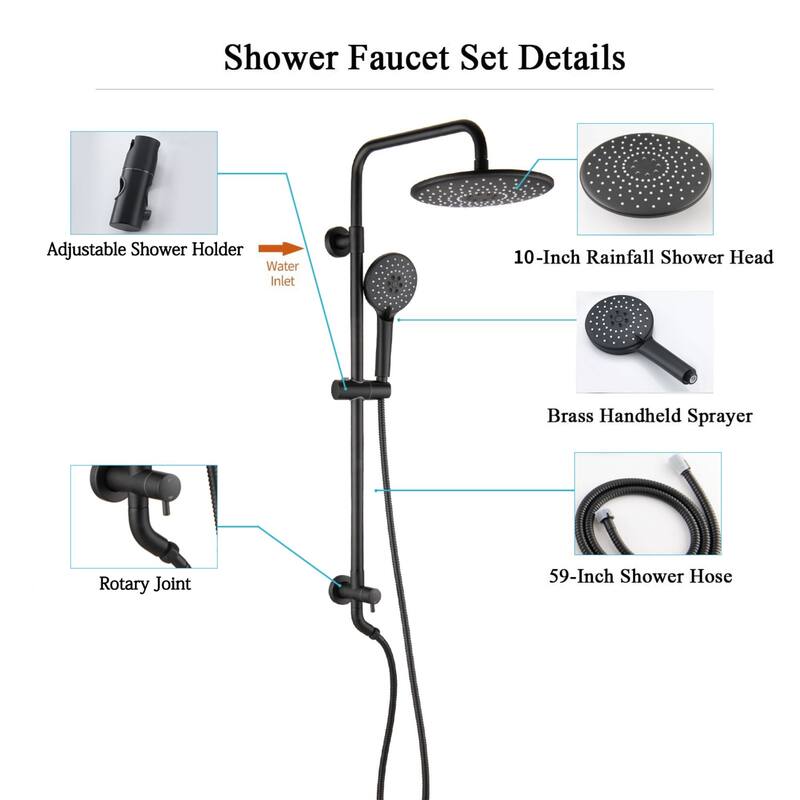 CLihome Shower faucet Set Matte Black Two Function