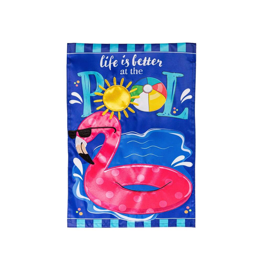 Life is Better at the Pool Applique Garden Flag