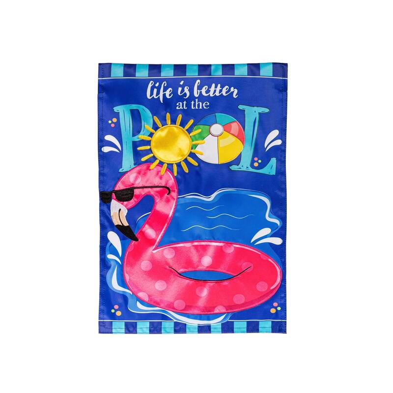 Life is Better at the Pool Applique Garden Flag