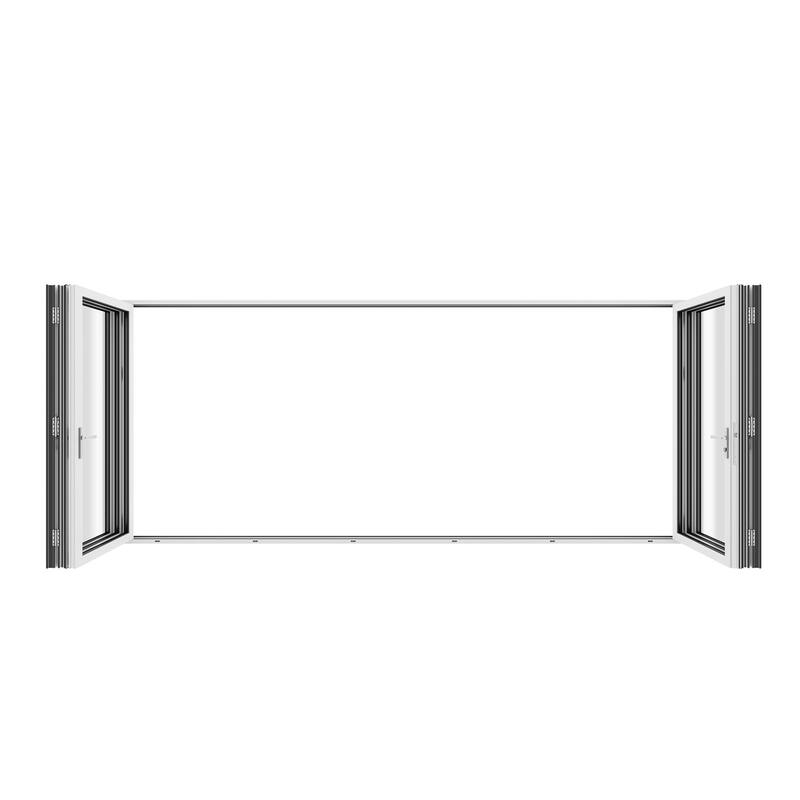 KaMic 192"×80" 6 Panels Aluminum Folding Door In White,Folded Out From Dual Open Model #:FD6PWH19280-DO