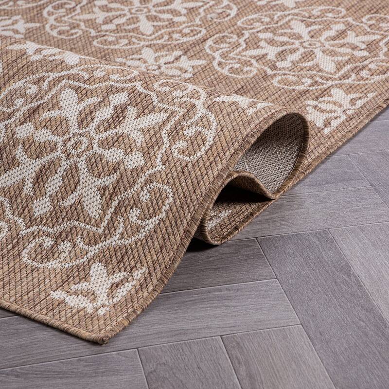 World Rug Gallery Transitional Geometric Textured Flat Weave Indoor/Outdoor Area Rug