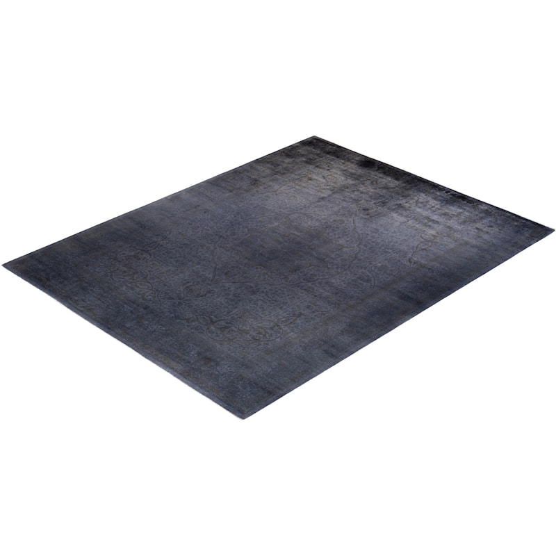 Overton Hand Knotted Wool Vintage Inspired Modern Contemporary Overdyed Gray Area Rug - 9' 2" x 11' 10"