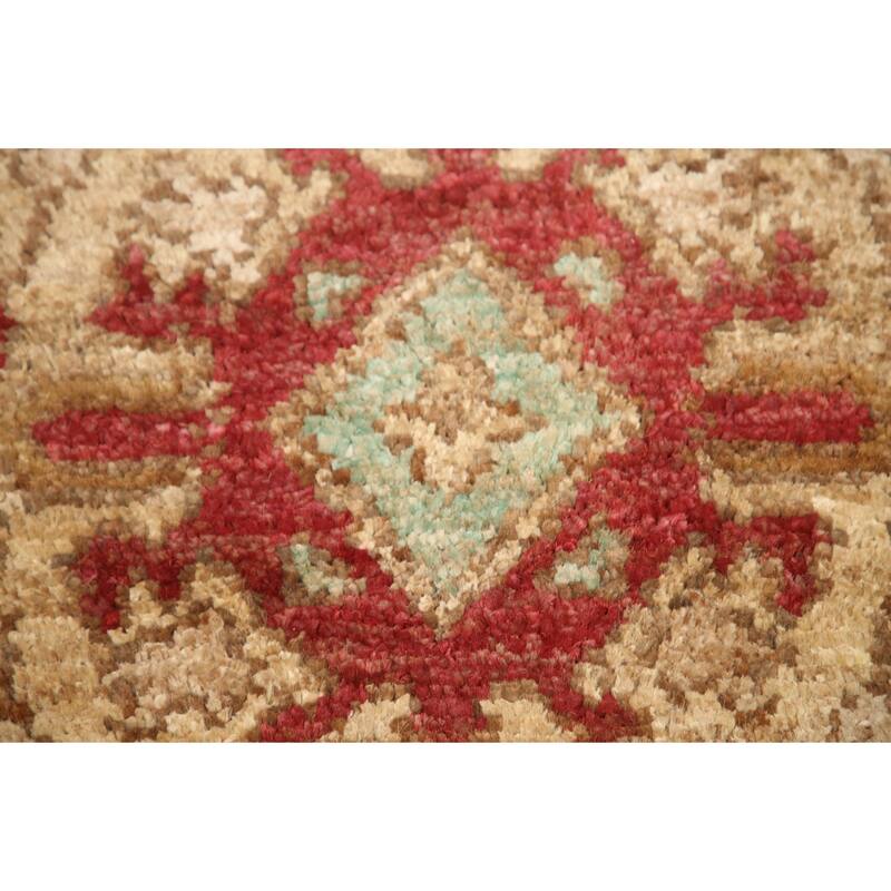 Hand Knotted Oriental Jute Carpet Modern Abstract Yellow & Gold Moroccan Area Rug - 3' 0'' X 2' 0''