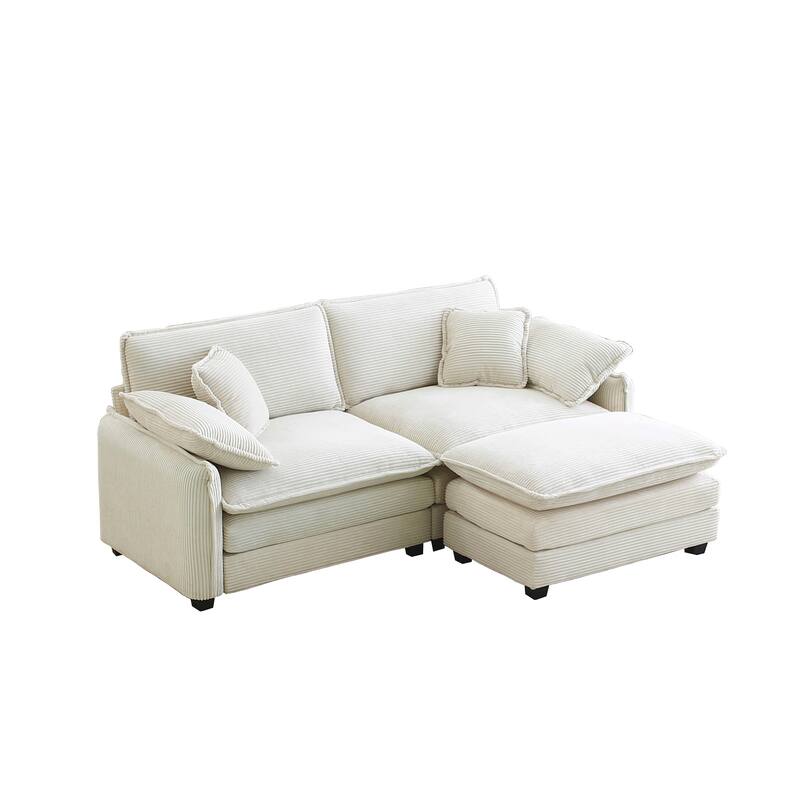 Corduroy Modular Flexible Combinations Sofa Set with Ottoman