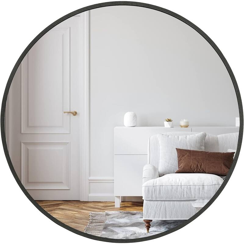 Round Wall Mirror Circle Bathroom Mirror Metal Frame for Bathroom Entryway Bedroom Living Room Wall Mounted Modern Rustic Decor