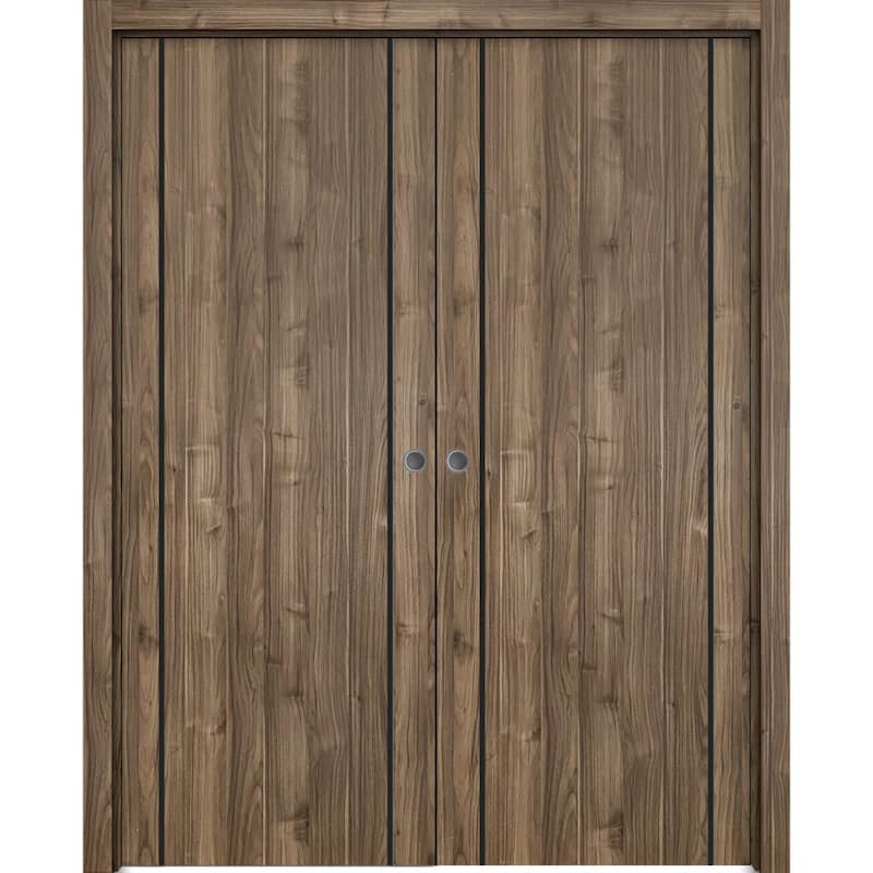French Double Pocket Doors 36x80 Planum 0016 White Silk Kit Trims Rail - 48" x 96" ( 2* 24x96)