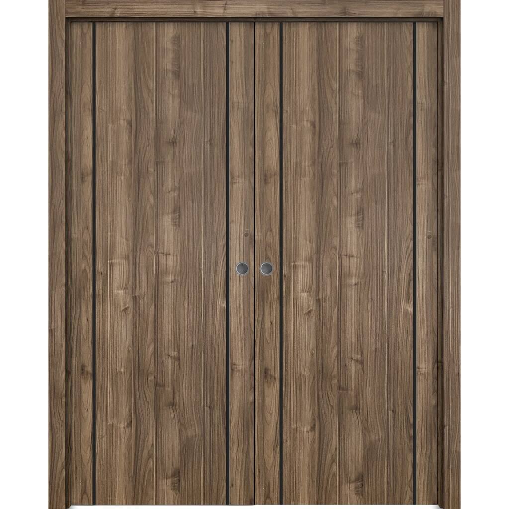 French Double Pocket Doors 36x80 Planum 0016 White Silk Kit Trims Rail