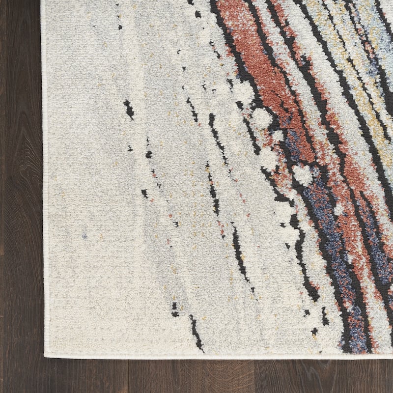 Nourison Motion Indoor only Cream / Ivory Abstract Area Rug - 5' 3" x 7'