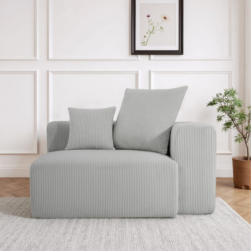 Corduroy Upholstered Modular Sectional Sofa with Ottoman