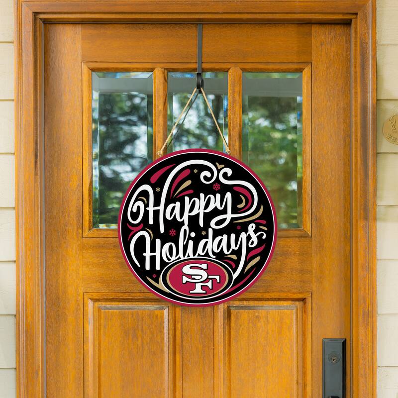 San Francisco 49ers 18" x 18" Happy Holidays Door Décor Wall Sign - 18" x 18"