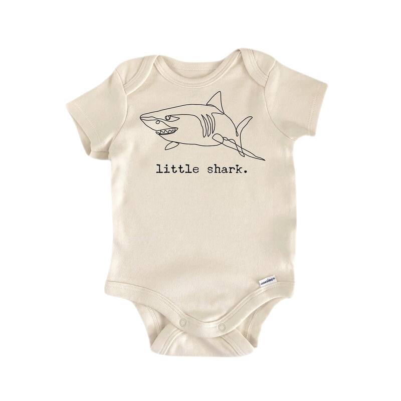 Little Shark - Baby Boy Girl Clothes Infant Bodysuit Funny Cute Newborn - White - 0-3M