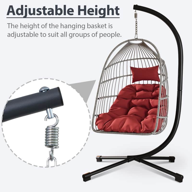 Hanging Egg Chair with Stand - Patio Swing Seat, Space-Saving Design