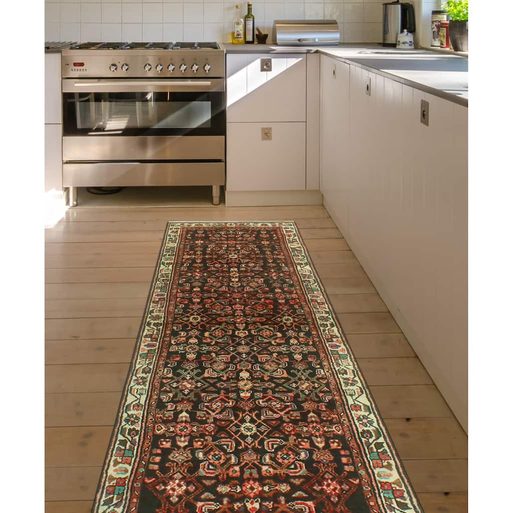 Fine Vintage Distressed Fatiha Charcoal/Ivory Runner - 3'0" x 10'3"