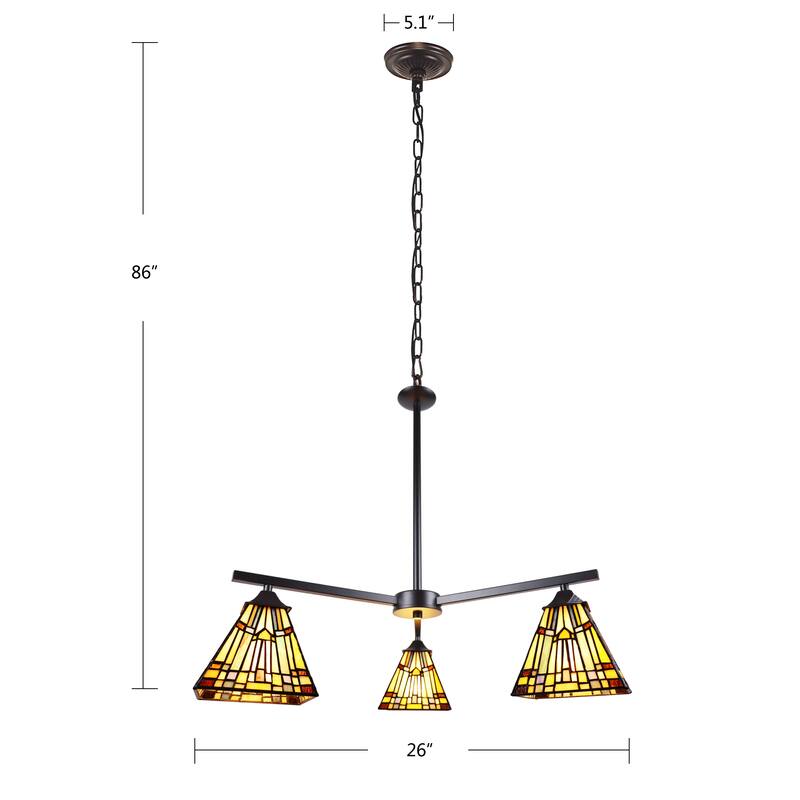 Tiffany-Style Mission Design 3-light Blackish Bronze Chandelier