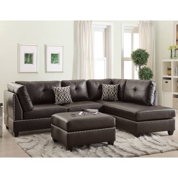 Shop Bobkona Chaise Upholstered 3 Piece Reversible Sectional Sofa Set On Sale Overstock 17983483