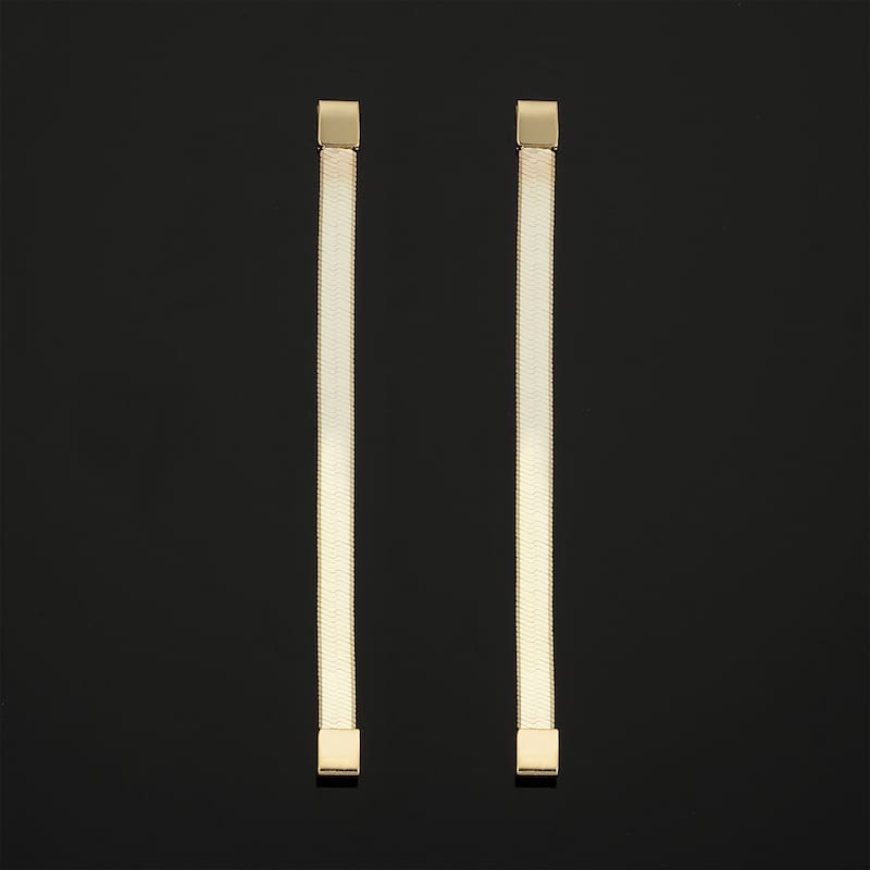 14k Yellow Gold Herringbone Earrings (1.65 inches long)