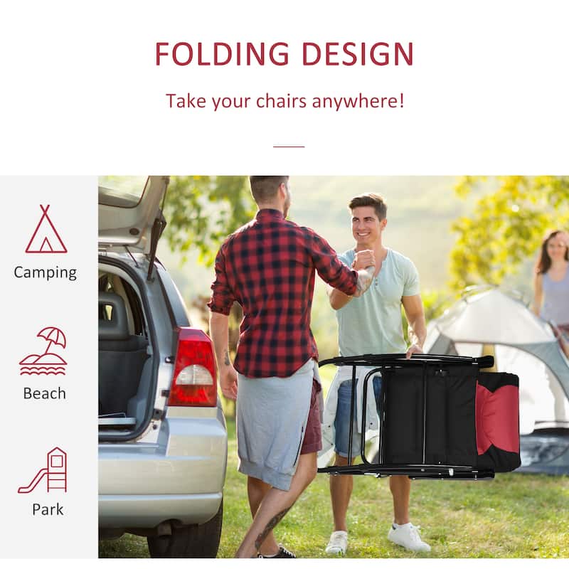 Outsunny Folding Rocking Chair Set with Padded Seat and Back, Pillow