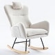 preview thumbnail 48 of 48, Modern Living Room Teddy Fabric Rocking Chair with Pocket and Headrest, Dark Green