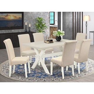 East West Furniture 7 Piece Kitchen Table Set- a Rectangle Dining Table ...