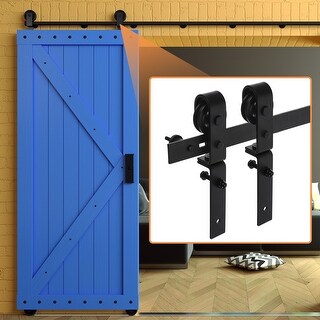 6.6FT Sliding Barn Door Hardware Kit Black Modern Closet Hang Style Track Rail