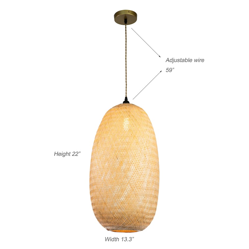 Handmade Rattan Pendant Light 22.in