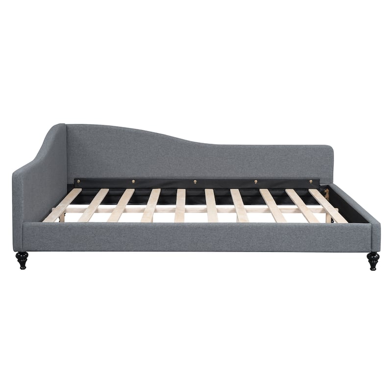 Full Size L-Shaped Linen Daybed,with Solid Wood Legs