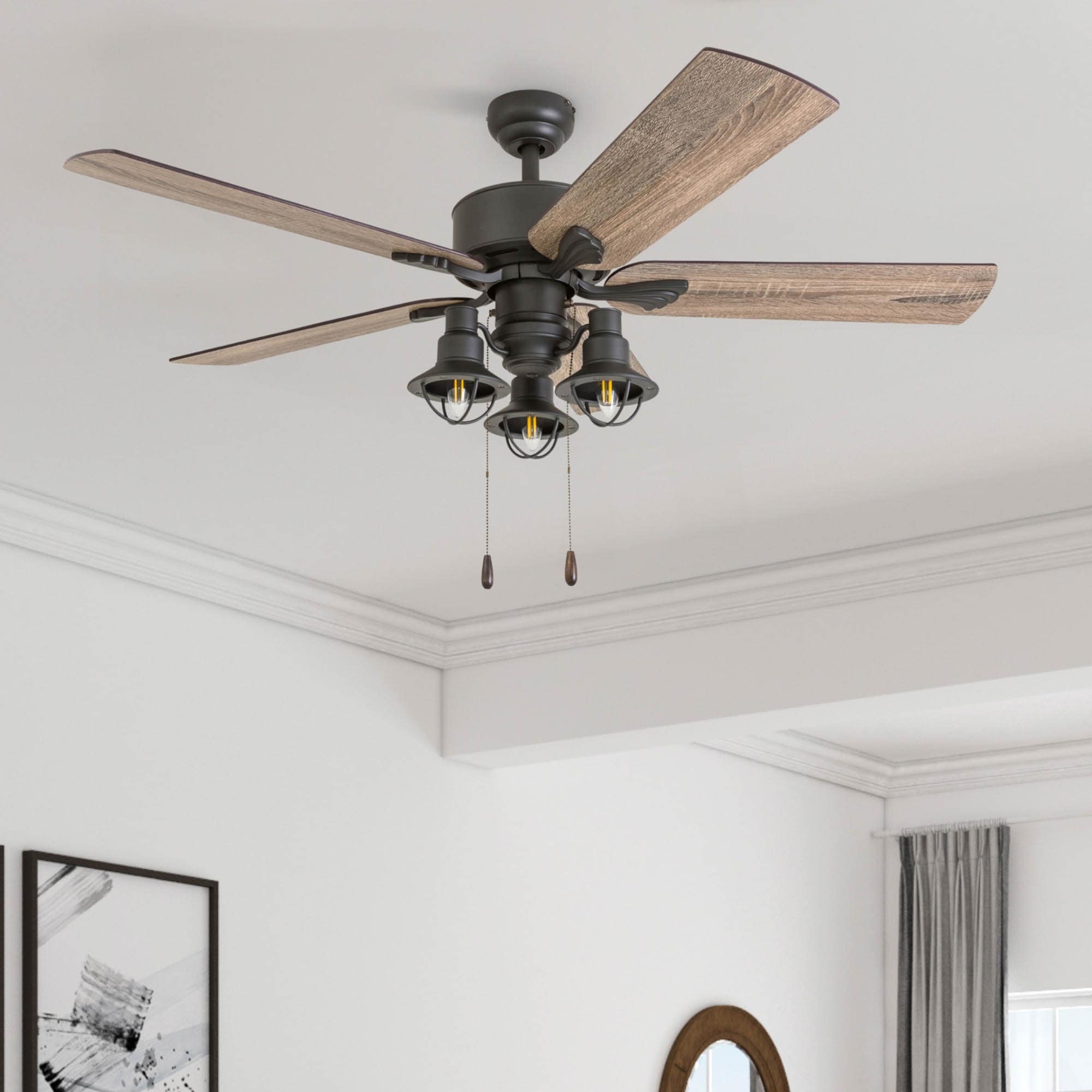 The Gray Barn Stormy Grain 52-inch Aged Bronze LED Ceiling Fan