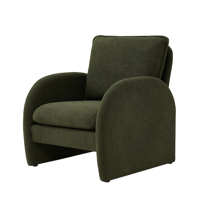 Sherpa Upholstered Accent Armchair Fabric Leisure Chair with High Back & Armrest Comfy Single Sofa Vanity Chair