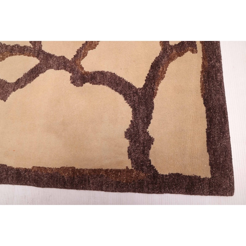 ECARPETGALLERY Hand-knotted Opulence Beige Wool Rug - 5'1 x 7'6