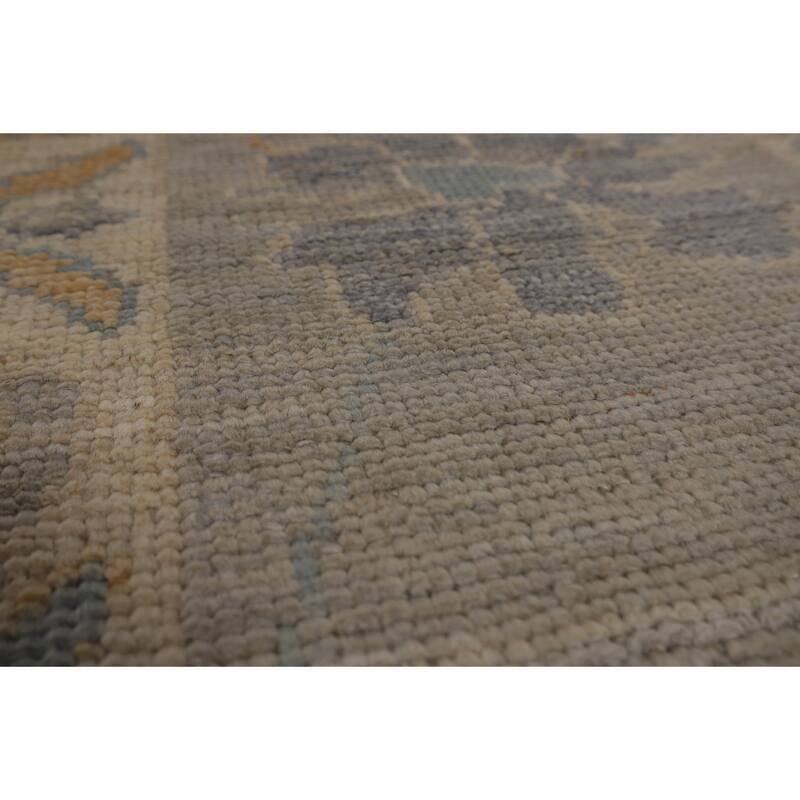 Vegetable Dye Gray Oushak Turkish Area Rug Handmade Wool Carpet - 9'3"x 12'6"