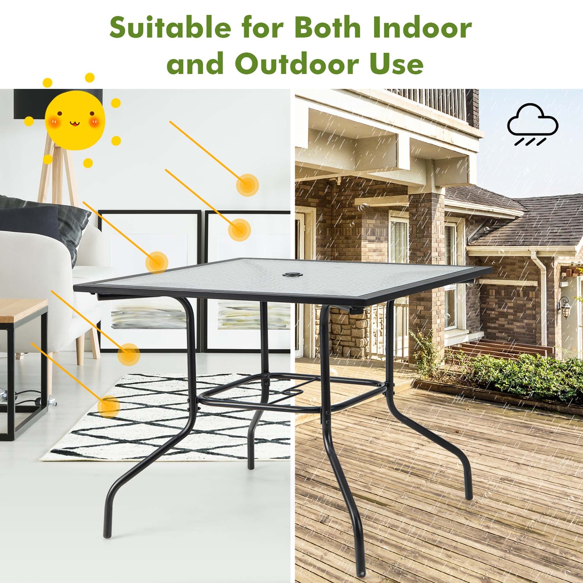 Costway 35 Patio Dining Table Tempered Glass Top Bistro Table with See Details Bed Bath Beyond 38388258