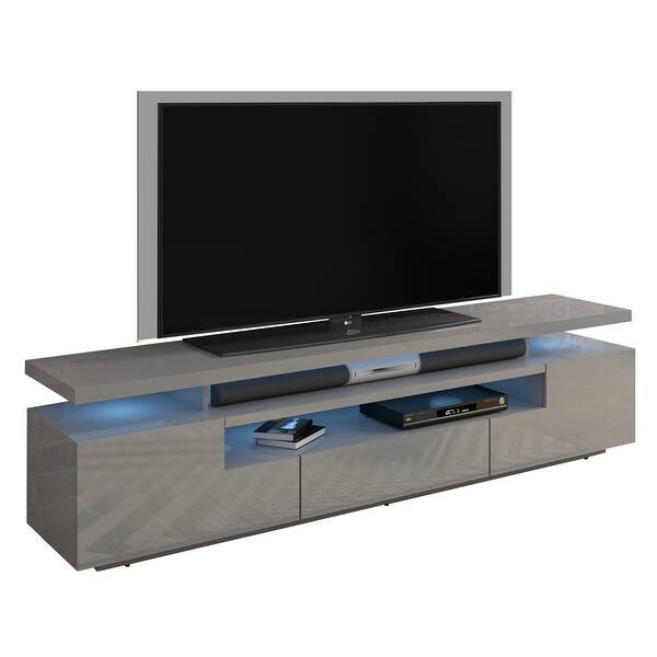 MDA Designs Orbit Gloss Black TV Stand with Gloss Black Curved Sides for Flat Screen TVs up to 55/”