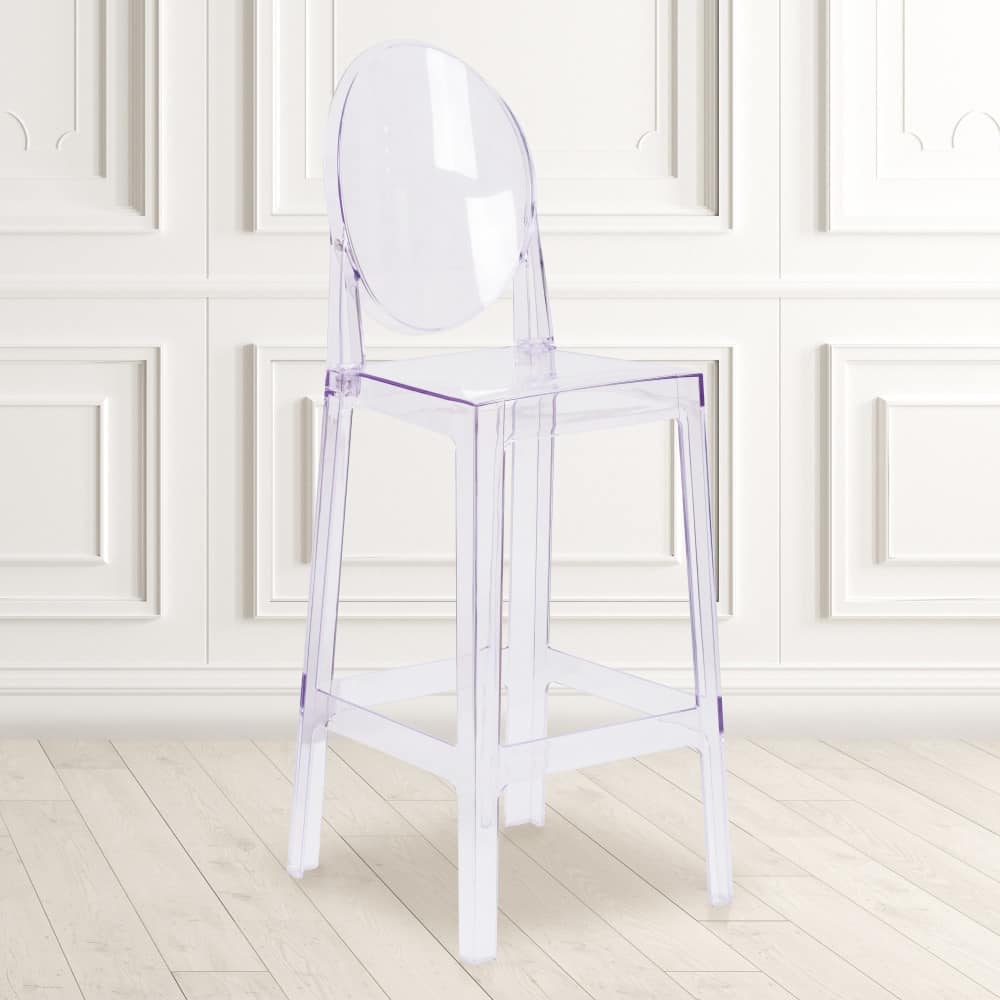 4 Pack Ghost Transparent Crystal Barstool with Oval Back