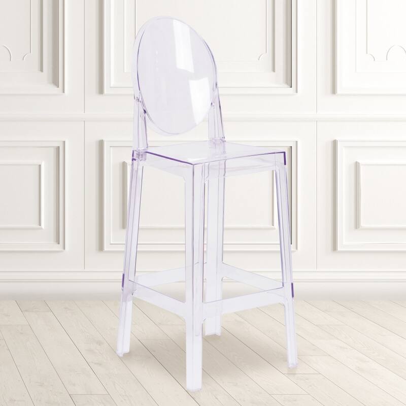 4 Pack Ghost Transparent Crystal Barstool with Oval Back - Transparent Crystal