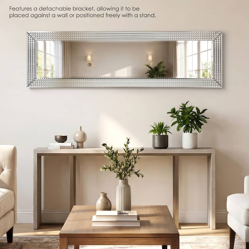 Bling Beveled Wall Mirror Glass Cheval, Bathroom, Bedroom, Living Room Ready to Hang 64"x18" - Clear - 64 x 18