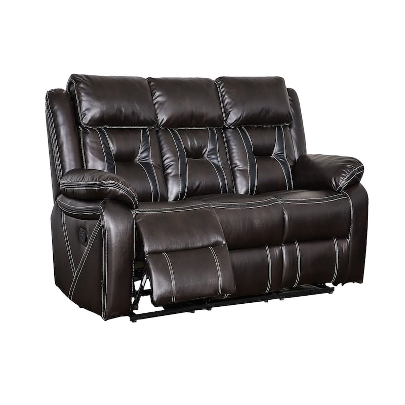 86 Inch Faux Leather Top Arm Reclining Upholstered Sofa - 86" x 40" in.