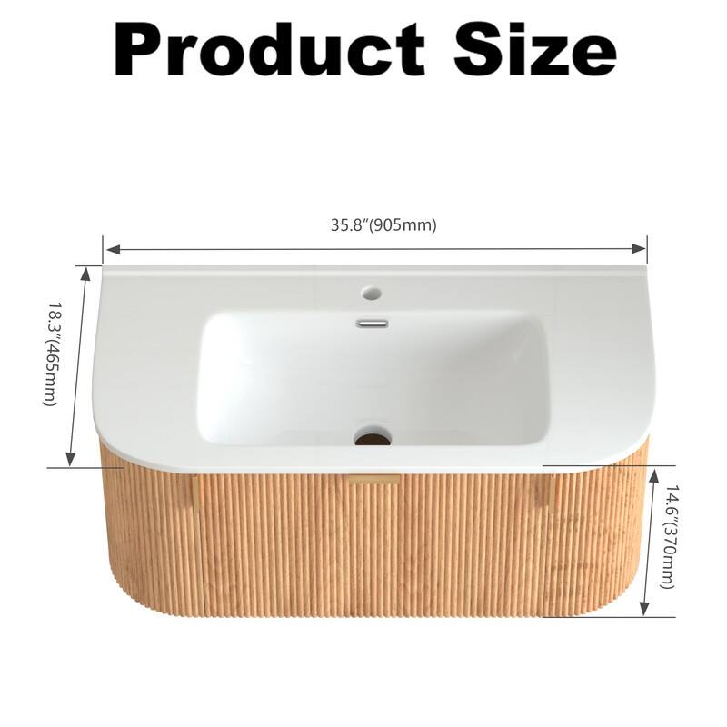 Floating Bathroom Vanity with Ceramic Sink Top Wall Mounted