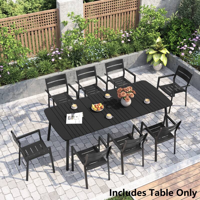 VredHom Outdoor Rectangular Aluminum Dining Table - Black-92.9in